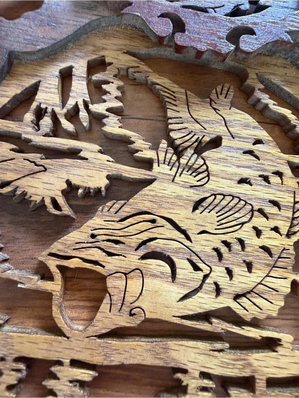 Intricate Wooden Fish Wall Art - Brown and Tan